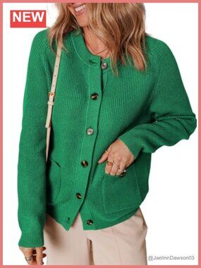 Dokotoo Cable Knit Button Down Cardigan Sweater with Pockets